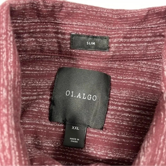 01. Algo Mens Slim Short Sleeve Polo Shirt Maroon Heathered Stripe - Picture 4 of 6